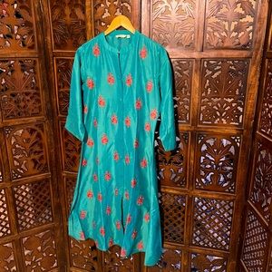 Aqua blue kurta set with palazzos